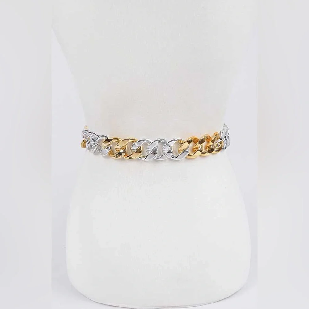 Silver Chunky Metal Chain Statement Belt